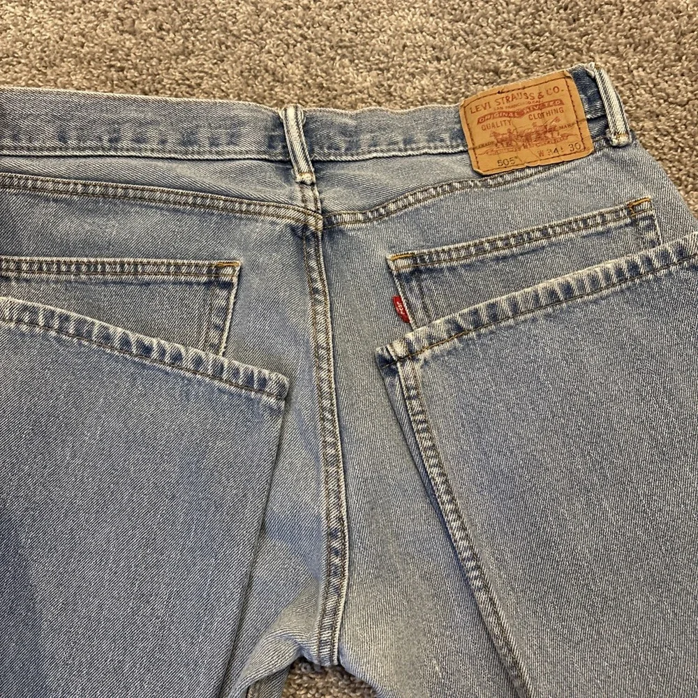 Levis Mens 505 Regular Fit Straight Leg Jeans Size 34x30 Blue Denim Mid Rise